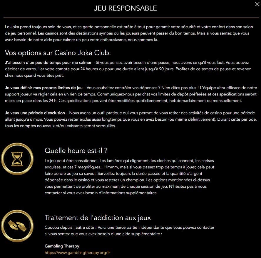 Joka Casino jeu responsable