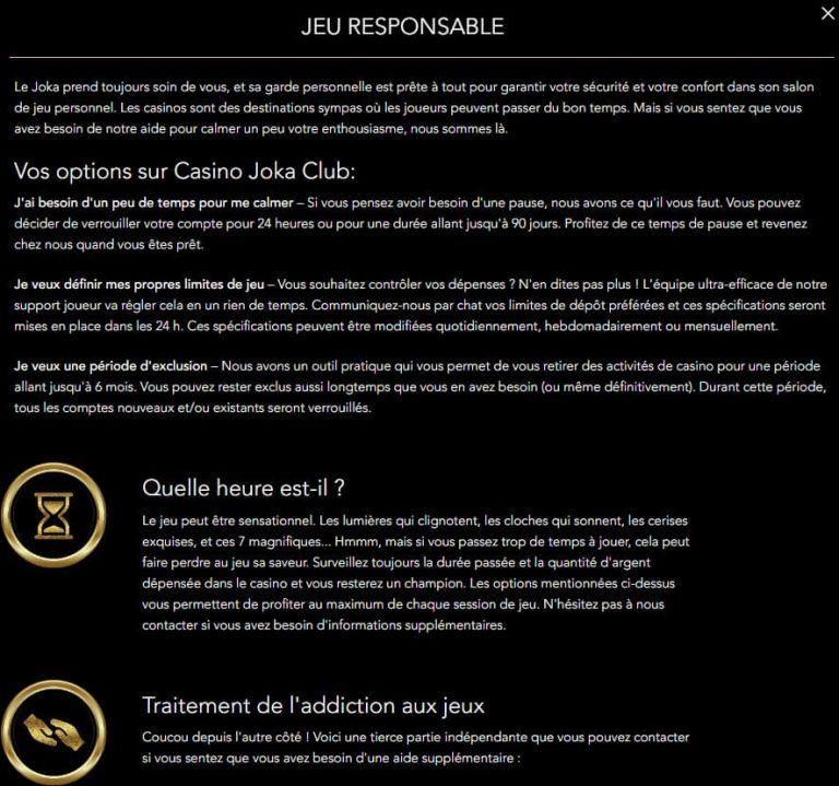 Joka Casino jeu responsable